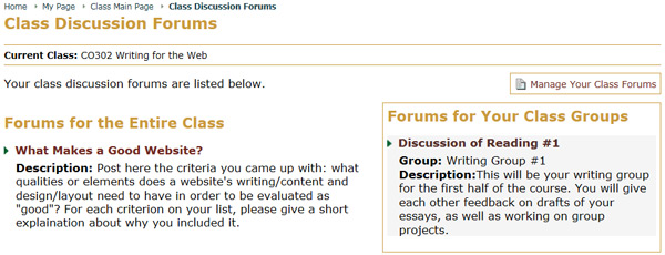 The Forums Page