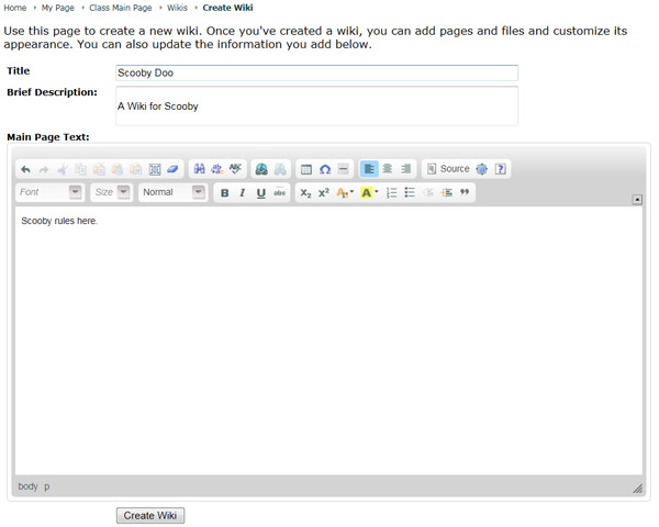 The Create a Wiki Page