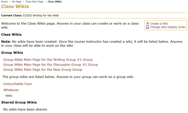The Class Wiki Page