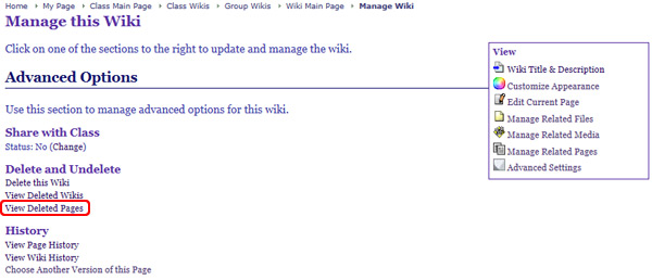 Viewing Deleted Pages