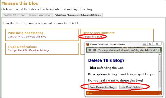 Deleting a Blog