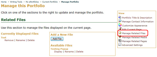 The Related Files Tab
