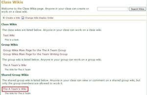 The Shared Group Wikis Page