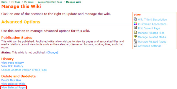 Viewing Deleted Pages