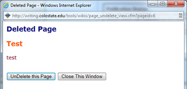 Undeleting a Page