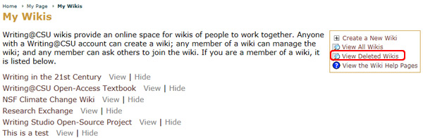 Viewing Deleted Wikis