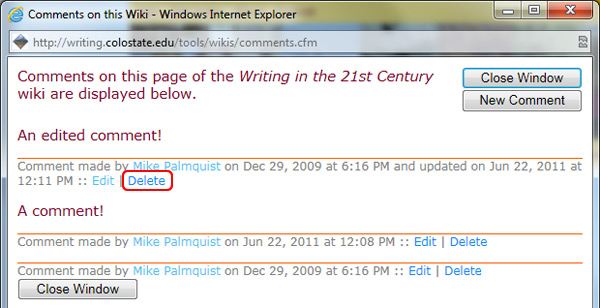 Deleting Comments