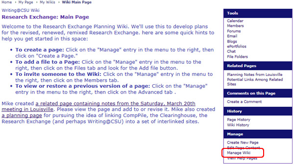 Managing a Wiki
