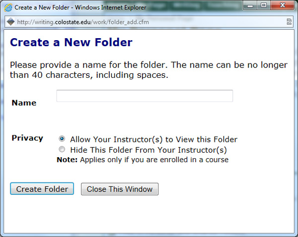 Folder Options and Creation