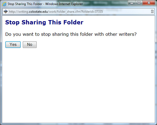 Stop Sharing a Folder